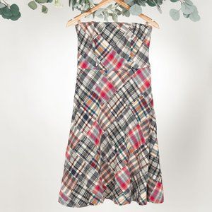 AMERICAN EAGLE PLAID STRAPLESS COTTON DRESS 6